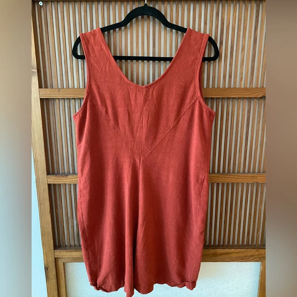 Eve Gravel Linen Shorts Romper in Clay - Picture 5 of 14